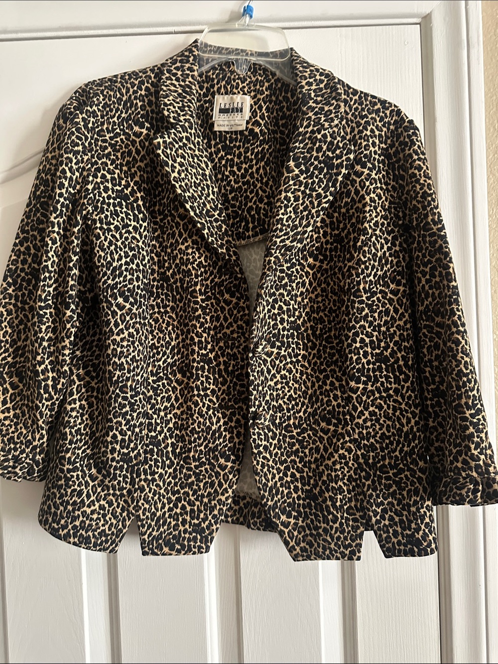 Leslie Fay Leopard Print Blazer - Black & Tan